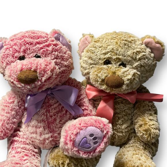 Animal Adventure Teddy Bear Plush Stuffed Animal 12" Ribbons Nursery Twins Lot 2 - Picture 6 of 14